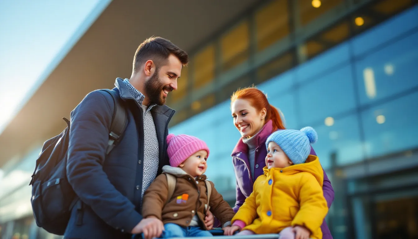 Familie am Flughafen