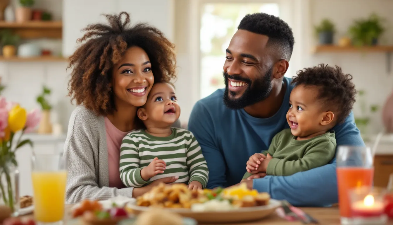 Familie am Tisch versammelt