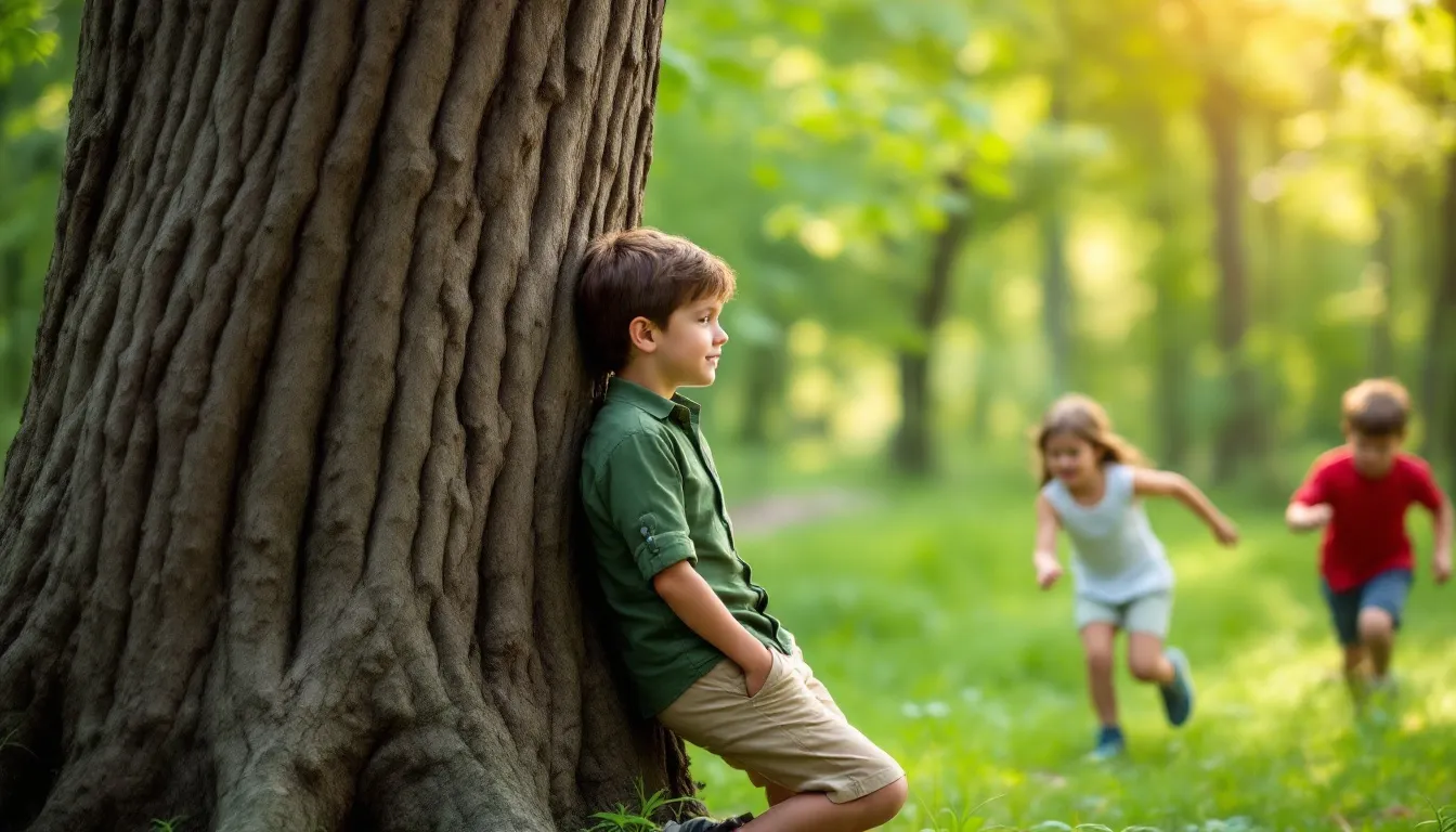 Kinder spielen Räuber und Gendarm im Park