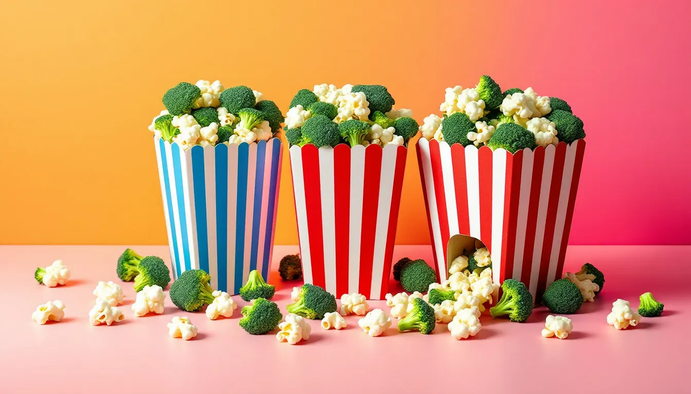 Bunte Popcorntüten mit Gemüse