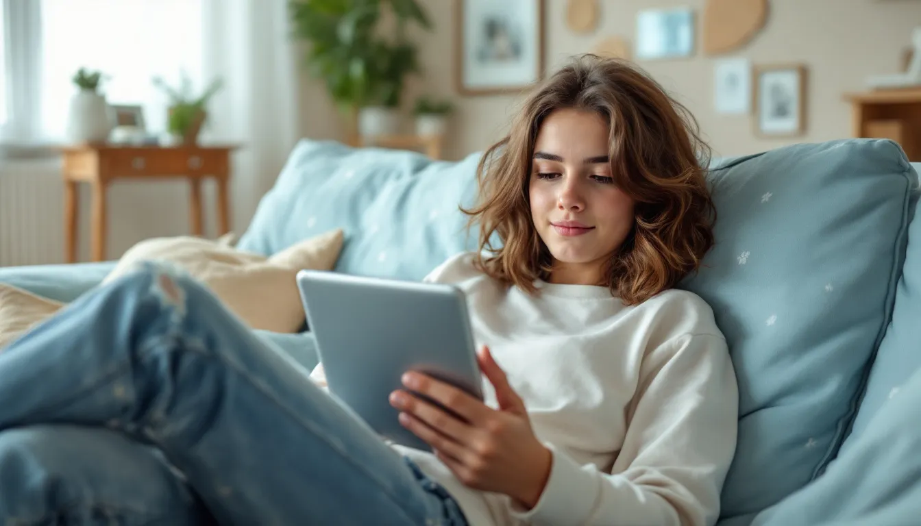 Teenager am Tablet