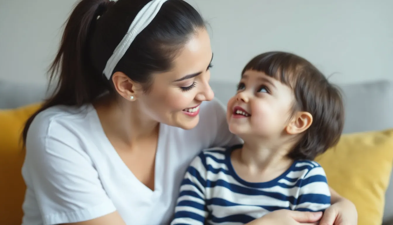 Autoritäre Erziehung im Fokus: Eine Betreuerin und ein Kind in liebevoller Interaktion