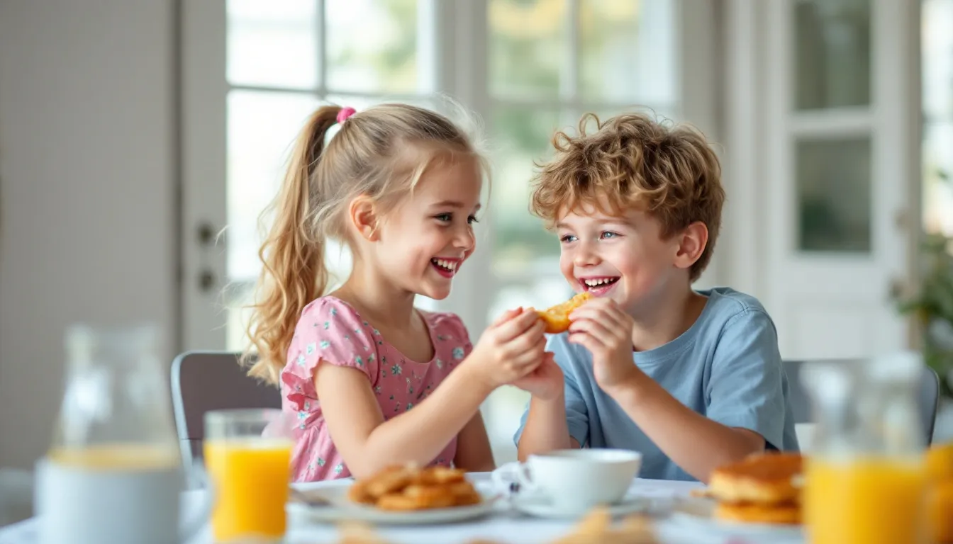 Glückliche Familie am Esstisch