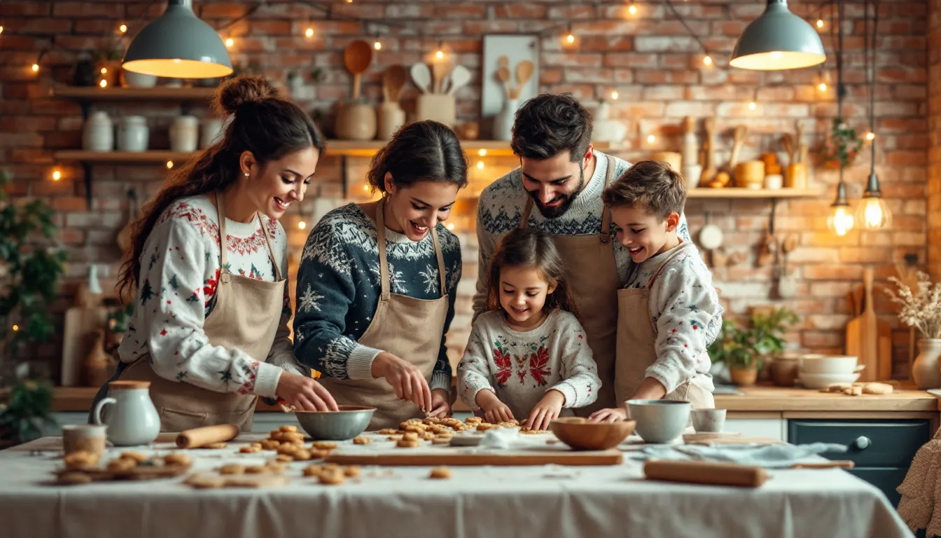 Familie backt gemeinsam Kekse