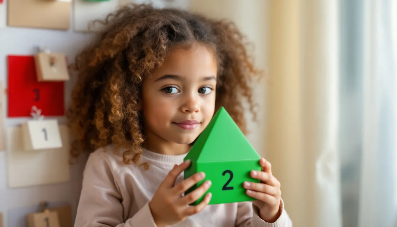 Ein selbstgemachter Adventskalender mit kleinen Geschenken, die an einer Lichterkette befestigt sind.