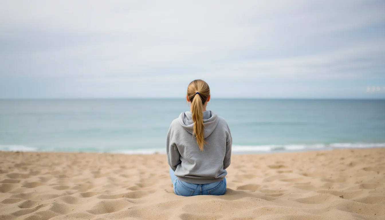 Entelterung: Der Blick aufs Meer symbolisiert den Aufbruch zu neuen Ufern und das Loslösen von alten Mustern. Ein Schritt zur Selbstbestimmung.