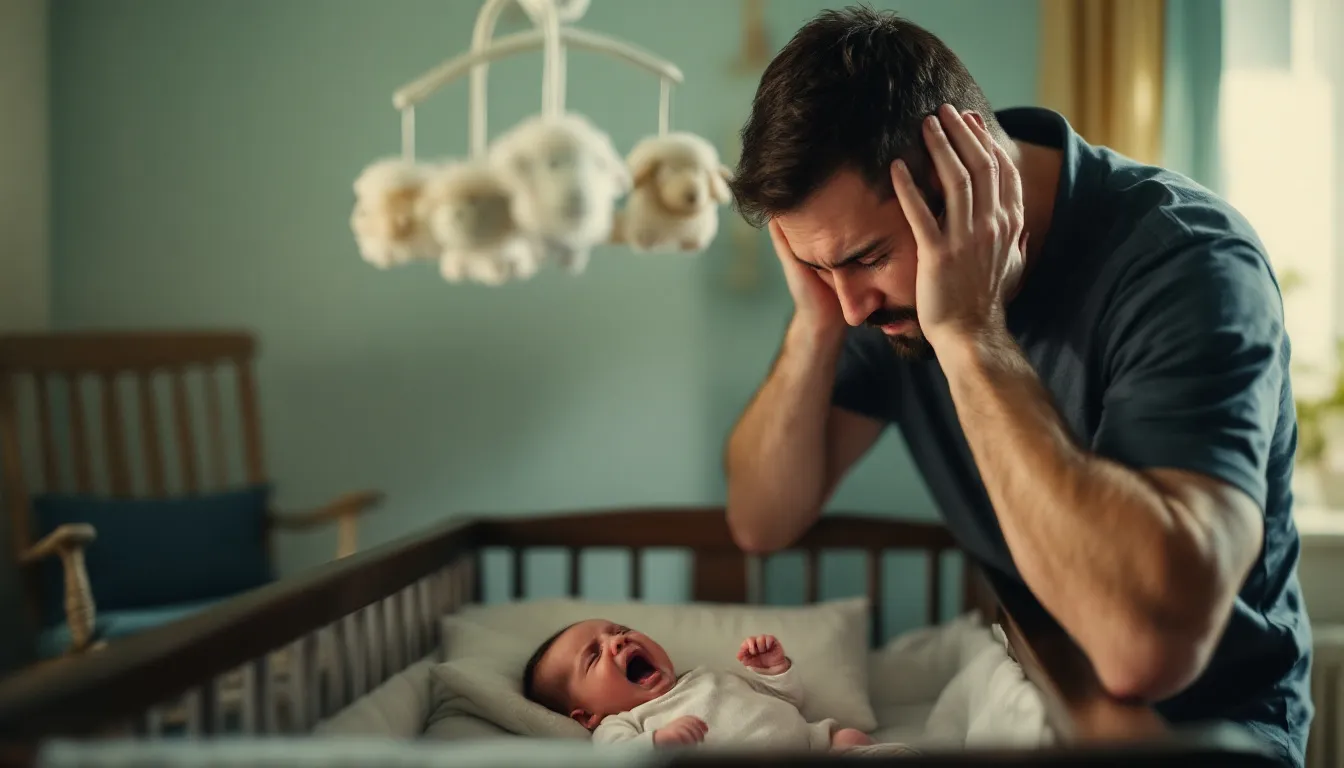 Vater hält Baby im Arm