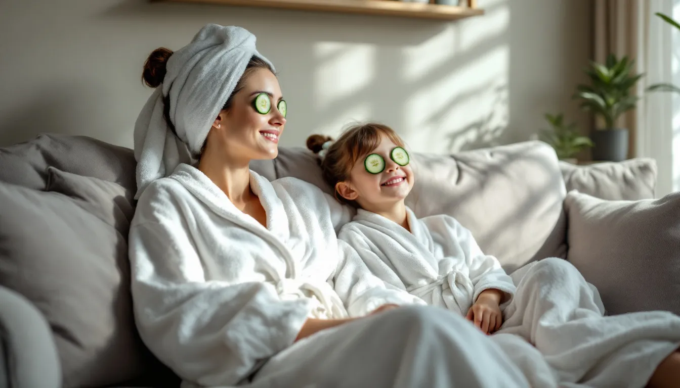 Mutter und Tochter entspannen zu Hause