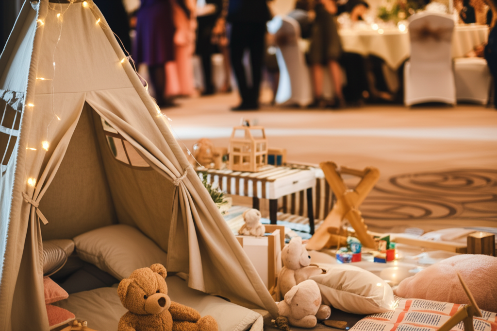 Kinder spielen auf einer Hochzeit